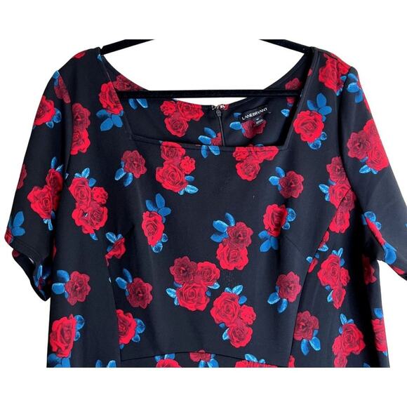 Lane Bryant Fit & Flare Dress Women 20 Retro Pin Up Short sleeves Roses Floral - Picture 11 of 11
